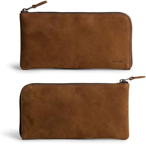 Hide & Drink, Leather Long Zippered Wallet, Holds Up to 8 Cards Plus Coins And Flat Bills, Phone Holder, Travel Essentials, Handmade (Bourbon Brown)