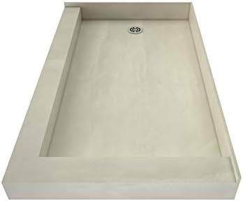 Tile Redi B3754L-DRRDPVZ Shower Pan Kit with Flashing, Left Drain- Double Curb Shower Base, 2" PVC Drain and Plate Included, 54" Width x 37" Depth