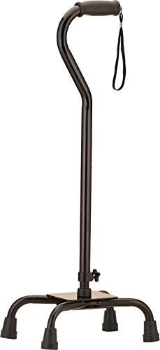 NOVA Heavy Duty Quad Cane with Large Base, 500 lb Weight Capacity Bariatric Walking Cane with Offset Handle, Adjustable Height Aluminum 4-Prong Cane, Right or Left Hand Use, Silver