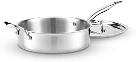 Heritage Steel 6 Quart Rondeau with Lid - Titanium Strengthened 316Ti Stainless Steel with 5-Ply Construction - Induction-Ready and Fully Clad, Made in USA