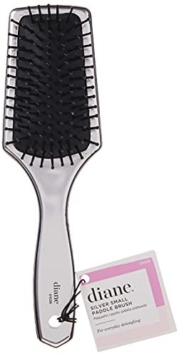 Diane Small Cushion Paddle Brush, 13-Row, Ideal for Medium to Thick Hair, Detangling and Smoothing, Silver