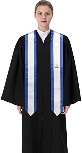 GraduationMall National Flag Graduation Stole Embroidery Sash for Study Aboard International Students 72" in Length