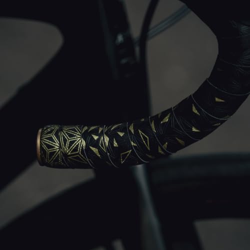 Supacaz Bar Tape - Super Sticky Kush - Star Fade - Gold + Gold Star Plugz - Cycling Handlebar Tape