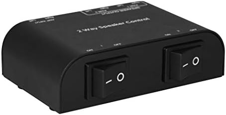 2 Way Speaker Switch, 1 in 2 Out Way Pair Stereo Speaker Selector W/Volume Control Metal Non-Slip Box - Black (61052), 9.0 x 3.25 x 1.5