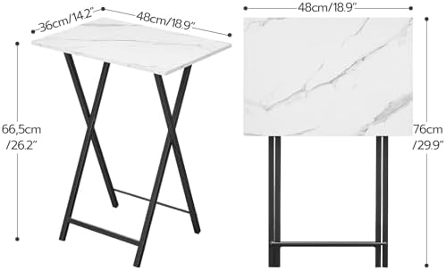 HOOBRO Folding TV Tray Tables, Set of 4 TV Trays with Storage Rack, Industrial Side Table for Eating at Couch, Foldable Snack Table for Small Space