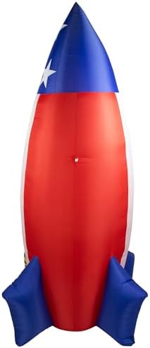 LED Lighted Inflatable Americana Rocket Outdoor Decoration - 8' - Clear Lights