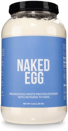 Naked 3LB Non-GMO Egg White Protein Supplement Powder, Unflavored, No Additives, Paleo, Dairy Free, Gluten Free, Soy Free – 25g Protein, 44 Servings