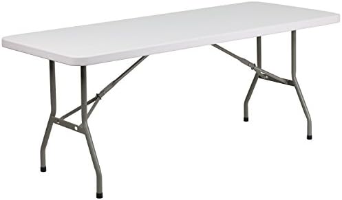Flash Furniture 5-Foot Granite White Plastic Folding Table | Lightweight, Easy Storage, Commercial Grade