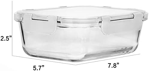 M MCIRCO 8 Pack,30 oz Glass Food Storage Containers with Lids, Gray