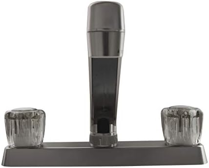 Dura Faucet DF-PK600S-BQ RV Two Handle Kitchen Sink Faucet (Bisque) | Smoked acrylic knobs give smooth, precise control of flow. Bisque Parchment. Plated ABS plastic (not metal).