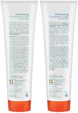 Himalaya Botanique Whitening Complete Care Toothpaste, Teeth Whitening, Fights Plaque, Fluoride Free, No Artificial Flavors, SLS Free, Cruelty Free, Foaming, Simply Mint Flavor, 5.29 Oz, 4 Pack