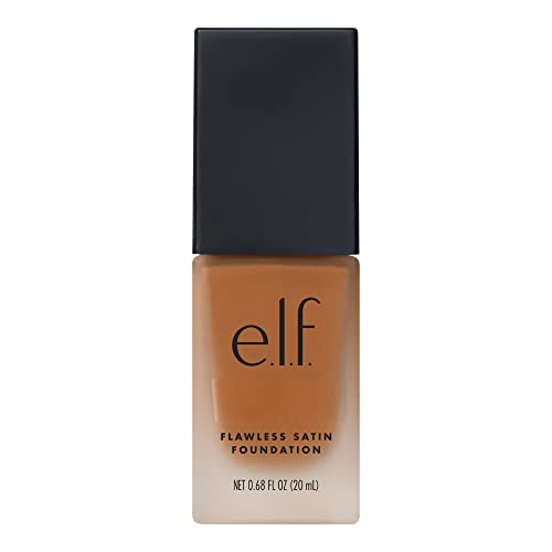 e.l.f. Flawless Satin Foundation, Lightweight & Medium Coverage, Semi-Matte Finish, Vegan & Cruelty-Free, Caramel, 0.68 Fl Oz (20mL)