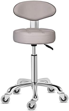 Kaleurrier Rolling Stool with Back Rest: Swivel Chair Adjustable Height