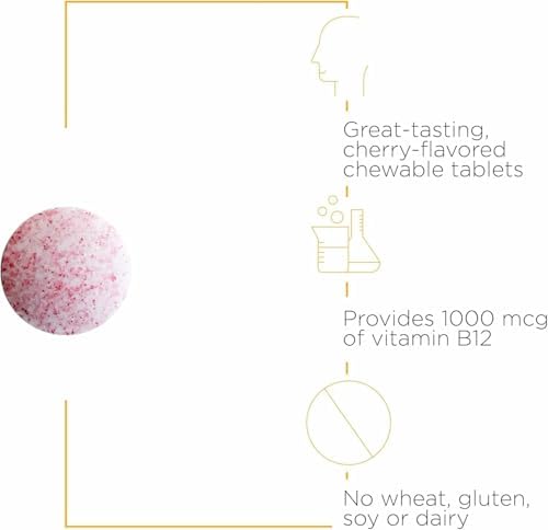 Integrative Therapeutics B12-Active - Supplement for Nerve Function Support* - Dairy, Soy & Gluten-Free - Cherry Flavored, 30 Chewable Tablets (30 Servings)