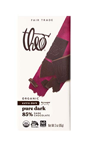 Theo Chocolate Pure Organic Dark Chocolate Bar 85% Cacao, 12 Pack | Vegan, Fair Trade