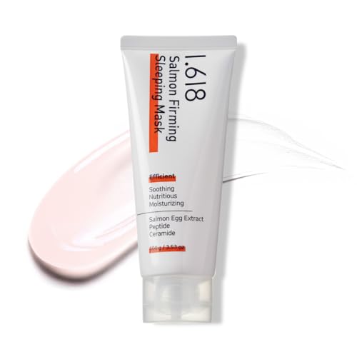 1.618 Salmon Firming Sleeping Mask 3.53oz - Korean Overnight Moisturizer Face Cream with Peptide, Vit-P, Beta Glucan, Centella Asiatica, Ceramide NP