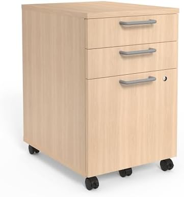 Union & Scale Staples Essentials 3-Drawer Vertical File Cabinet, Letter & Legal Size Documents, Lockable & Mobile, 21.3" D x 15.6" W x 24.3" H, Natural