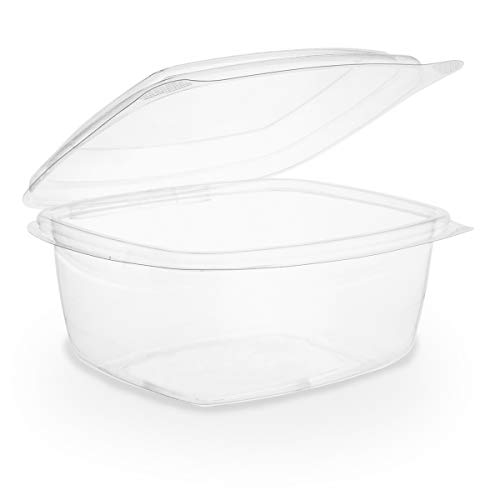 Vegware Compostable 32oz Hinged Clear Deli Containers, Case of 200, PLA Plastic Meal Prep, To Go Box With Lid, Made from PLA, A Renewable Material Made from Plants, Tight Seal for Freshness