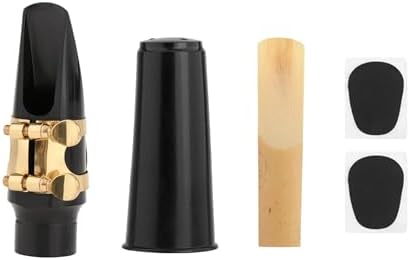 Alto Saxophone Mouthpiece Kit with Cap and Gold Metal Ligature | Includes Size 2.5 Reed & Cushions, Durable Replacement Set for Student Beginners