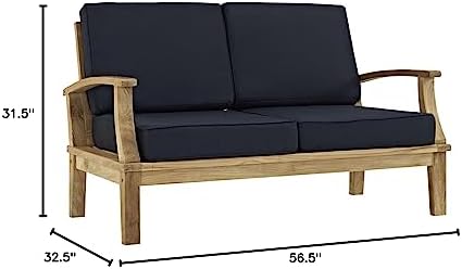 ModwayEEI-1144-NAT-WHI-SETMarina Premium Grade A Teak Wood Outdoor Patio Loveseat Natural White