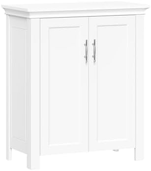 RiverRidge Somerset 2-Door Bathroom Storage Cabinet, White | Laundry Room Linen Cabinet, Bath Medicine Floor Cabinet, Adjustable Interior Shelf