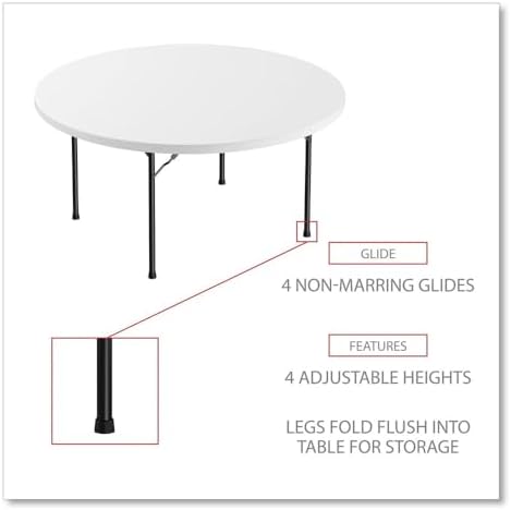 Round Plastic Folding Table, 60" Diameter x 29.25h, White