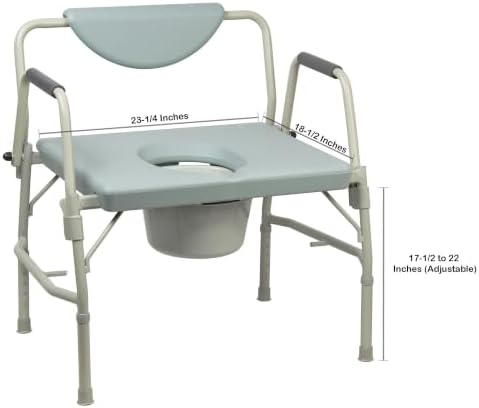 McKesson Heavy-Duty Bariatric Commode Chair with 12 qt, 23 1/4 in, 1 ct | Seat Width