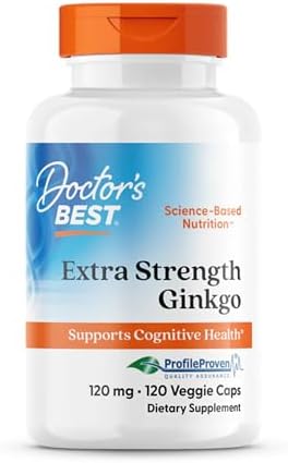 Doctor's Best Extra Strength Ginkgo Biloba Capsules 120 mg - Brain Supplement for Memory and Focus Support, Herbal Cognitive Health Support- 120 Count (Pack of 1)