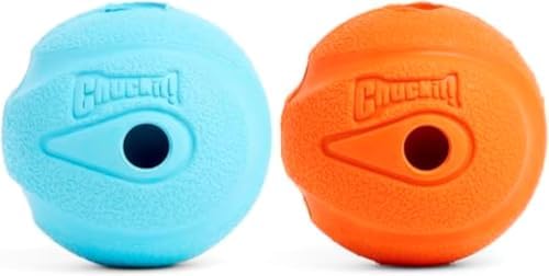 Chuckit! The Whistler Ball Dog Toy, Medium (2.5 Inch Diameter) for Dogs 20-60 lbs, Pack of 2, Multicolor