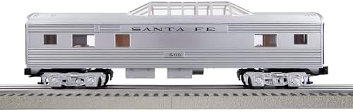 Lionel 684725 Santa Fe Add-On Vista Dome Car, O Gauge, Silver, Gray, Tan, black