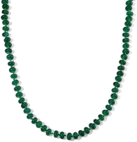 Verde Onyx 180.00 ctw Rondelle Beaded Elegance Necklace in Steel 18-20"