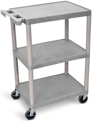 Luxor Multipurpose Storage Utility Cart 3 Shelves Structural Foam Plastic - Red