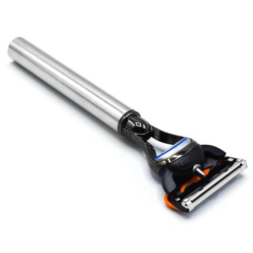 Parker Fusion Compatible Razor with 6 inch Long Stainless Steel Handle | Heavyweight Stainless Steel Handle