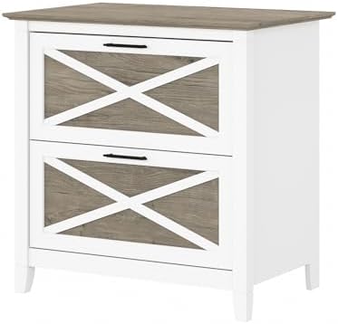 Bush Home Key West 2 Drawer Lateral File Cabinet in Washed Gray, Document Storage for Home Office, Accent Chest with Drawers