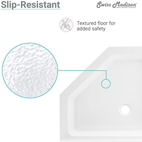 Voltaire 32" x 32" Acrylic White, Single-Threshold, Center Drain, Neo-angle Shower Base