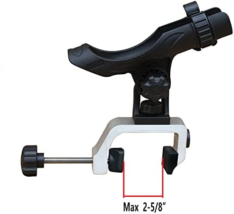 Brocraft Power Lock Fully Adjustable Aluminum Large Opening Clamp Rod Holder for Jon Boat