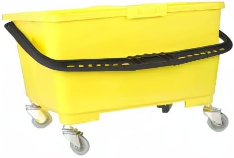 Arkwright Flat Mop Buckets On Wheels - 6 Gallons with Ergonomic Handle, Lid, Sieve and Wheels (Case of 3, Yellow)