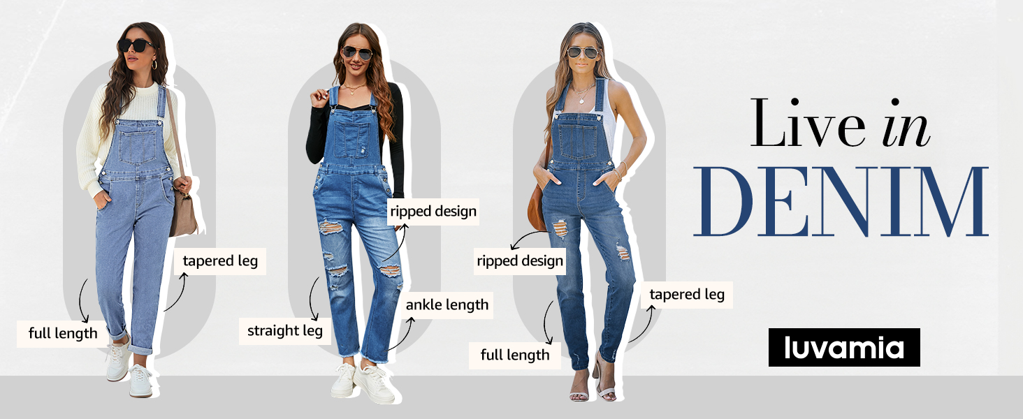 different style with denim overalls
