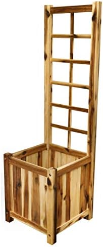 Acacia Wood Trellis Planter Box, with Raised Garden Bed, 45.5" H