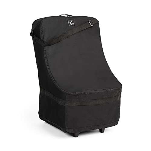 J.L. Childress Spinner Wheelie Padded Car Seat Bag- Travel Bag for Airplane, Fits Most Baby & Infant Car Seats, Boosters, & Carriers, Airport Accessories for Gate Check or Baggage Check- Deluxe, Black