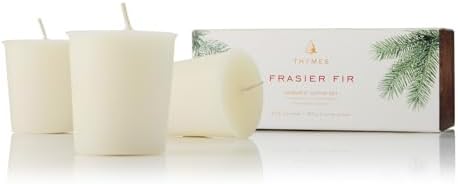 Thymes Frasier Fir Votive Candle Set of 3 - Scented Candles for Home - Luxury Home Fragrance Gifts for Women & Men - Home Decor (Pack of 3-2 Oz)