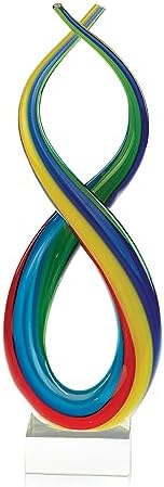 Badash Rainbow Murano-Style Art Glass Sculpture Centerpiece, 14 Inch | Murano-style art glass sculpture for tabletop decor, living rooms, offices