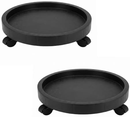 2 Pack of 11 Inch Heavy Duty Plant Caddy with Wheels, Rolling Plant Stand Pot Trolley, Wheeled Planter Saucer Tray