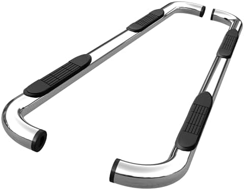 TAC Side Steps Fit Chevy Silverado/GMC Sierra 1999-2018 1500 & 1999-2019 2500/3500 Extended/Double Cab (Excluding C/K Classic) (Body Mount) Truck Pickup 3" Black Side Bars Nerf Bars 2 Pieces