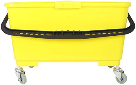 Arkwright Flat Mop Buckets On Wheels - 6 Gallons with Ergonomic Handle, Lid, Sieve and Wheels (Case of 3, Yellow)