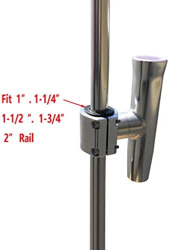 Brocraft Boat T-TOP Rod Holder/Clamp-On Rod Holder - Silver Aluminum - Horizontal Mount - Fits 1" to 2" O.D. Pipe