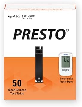 AgaMatrix Presto Test Strips, 100 Count (Pack of 1) | Use with AgaMatrix Presto Blood Glucose Monitor Only | Not for use with Other Meters | 1 Box, 100 Diabetes Test Strips