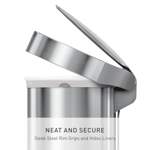 simplehuman 45 Liter / 12 Gallon Semi-Round Automatic Sensor Trash Can, Brushed Stainless Steel