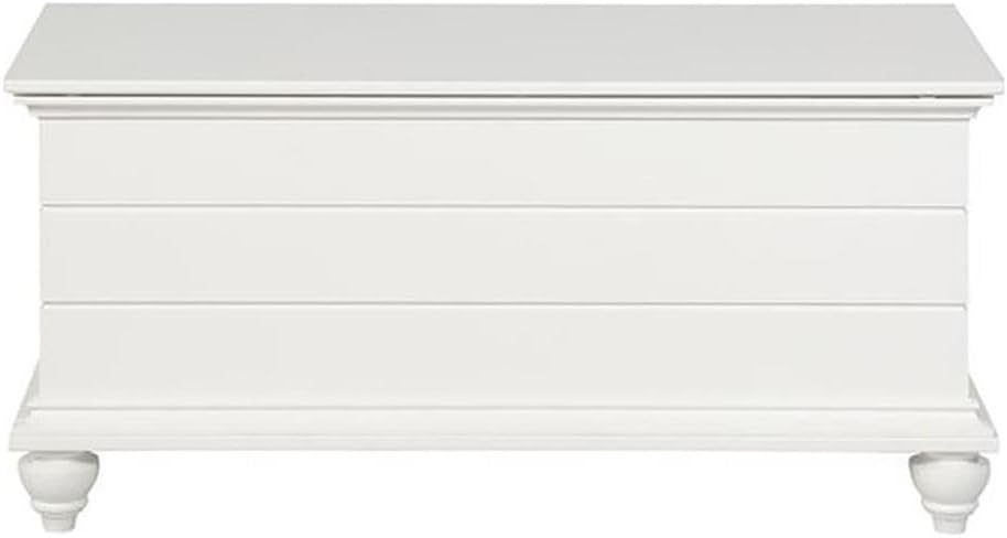 BOWERY HILL Transitional Rubberwood Cedar Chest, 40.5" W x 17.33" D x 19" H, MDF and Tupelo Veneer, White Finish, Faux Plank Details