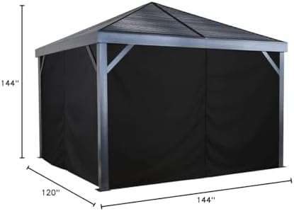 Sojag Set of 4 12' x 12' Curtains for South Beach Outdoor Gazebo - Black
